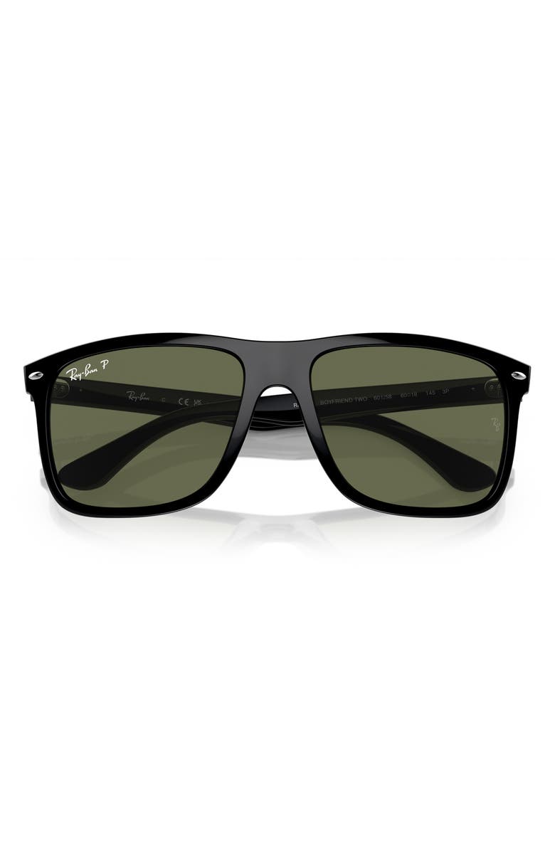 Ray-Ban 57mm Polarized Square Sunglasses, Alternate, color, Black