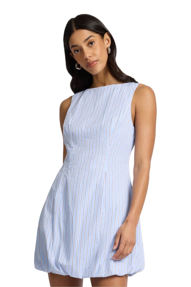 Boatneck Bubble Mini Dress, Alternate, color, Blue