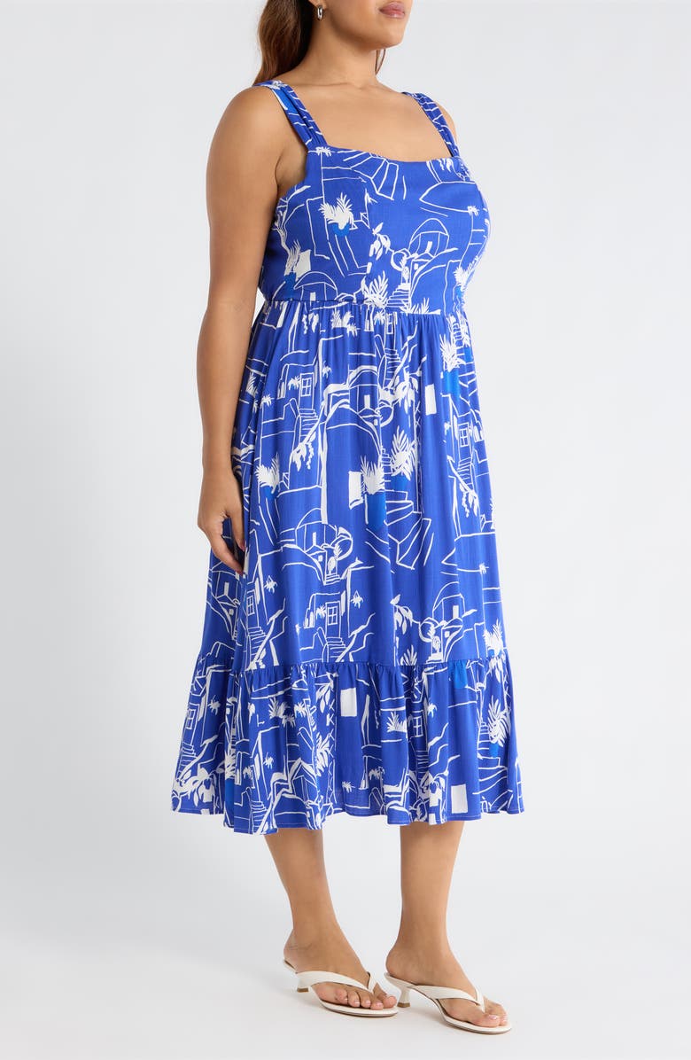 SUGARLIPS Mims Town Sunnyvale Midi Dress, Alternate, color, White Blue