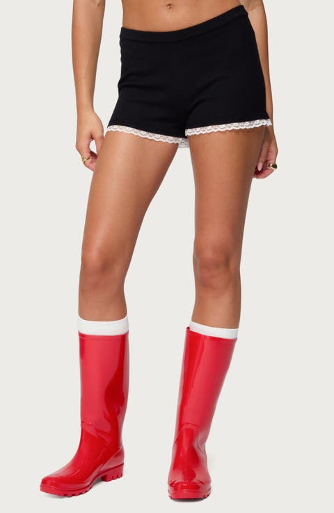 Sansa Lace Trim Knit Micro Shorts