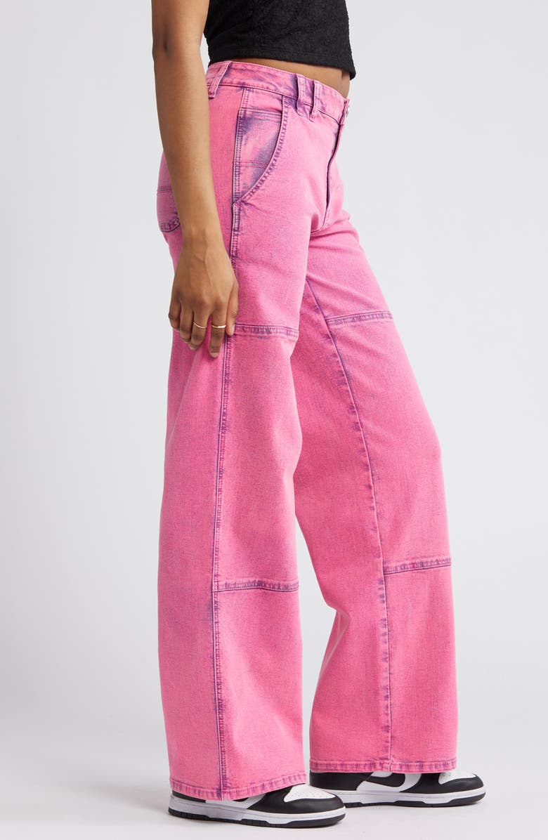 1822 Denim Acid Wash Paneled Wide Leg Carpenter Jeans, Alternate, color, 