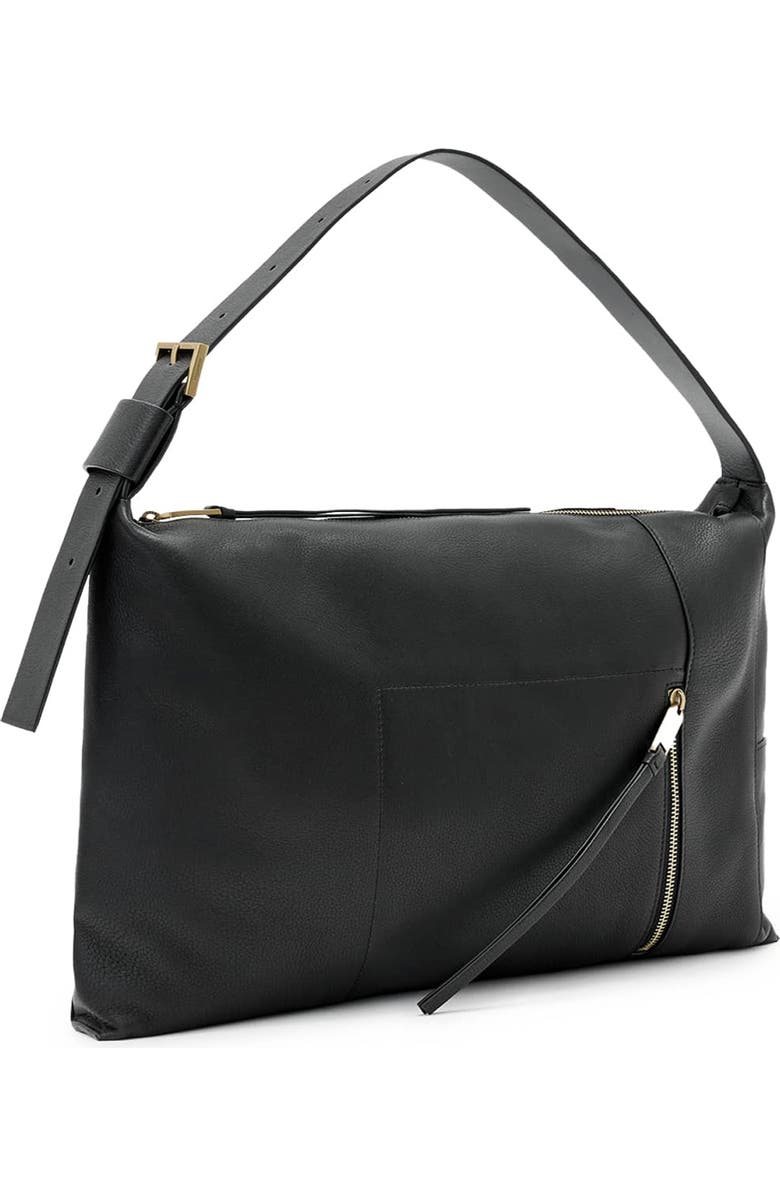 AllSaints Medium Alba Leather Shoulder Bag, Alternate, color, Black