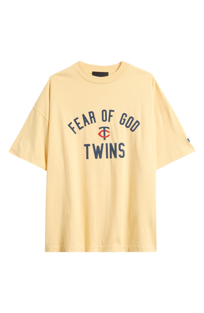 Fear of God Essentials MLB Twins '90s Fit Cotton Graphic T-Shirt, Alternate, color, Cream Yellow