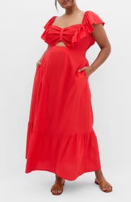 City Chic Alora Flutter Sleeve Cutout Maxi Dress