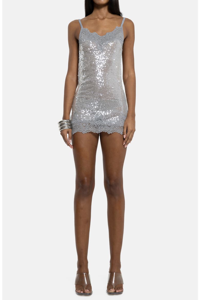hina backless mini dress with beaded trims Hina Sequin Mini Dress