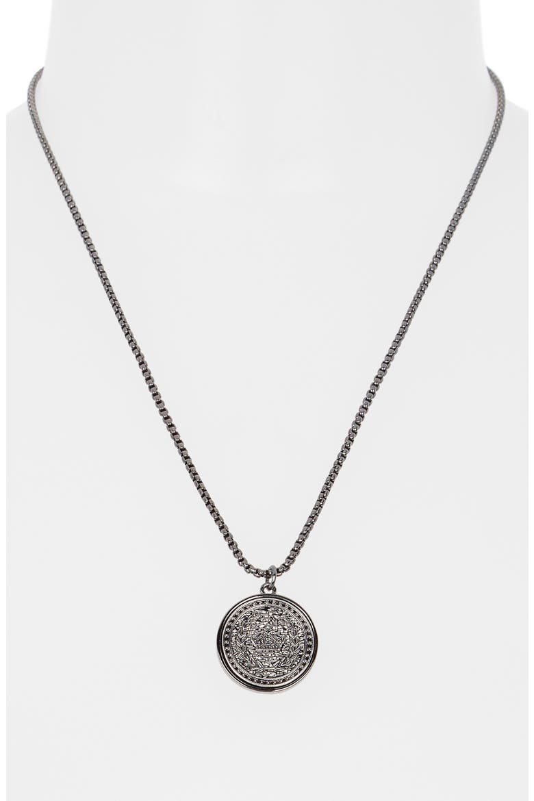 Coin Pendant Necklace, Alternate, color, SHINY RHODIUM