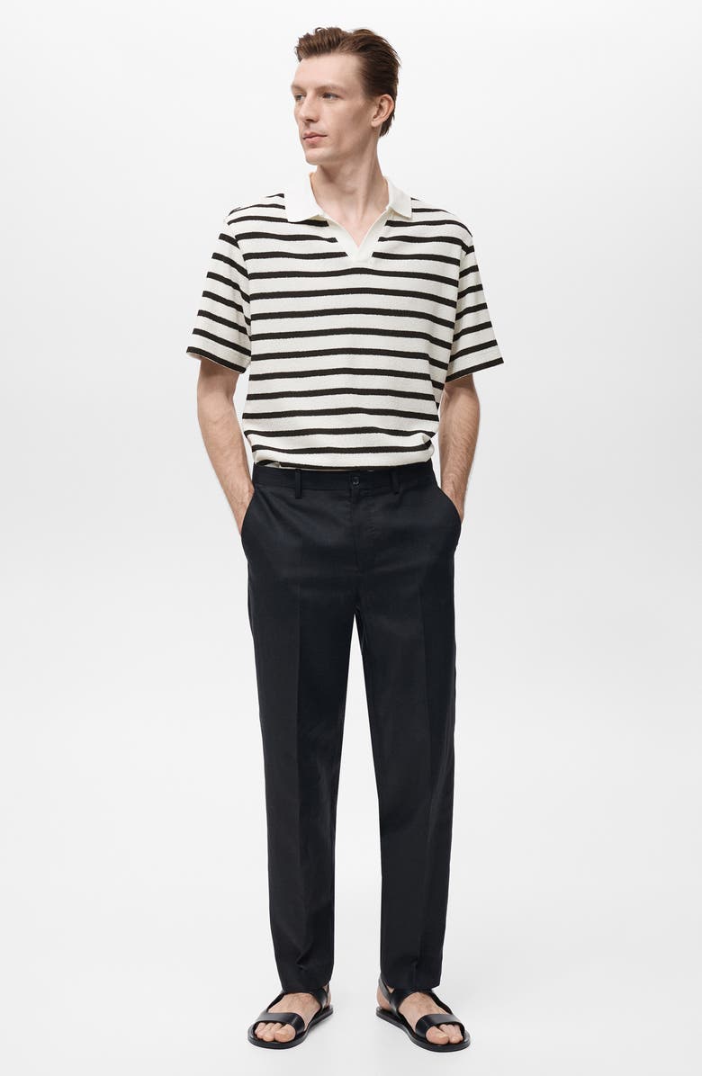 MANGO Stripe Slub Polo, Alternate, color, Off White