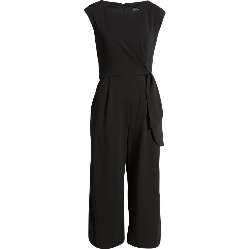 Tahari Asl Womens Side Tie Scoop Neck Jumpsuit In Black