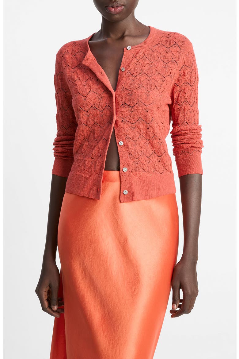 Open Stitch Cotton Cardigan, Main, color, TERRA