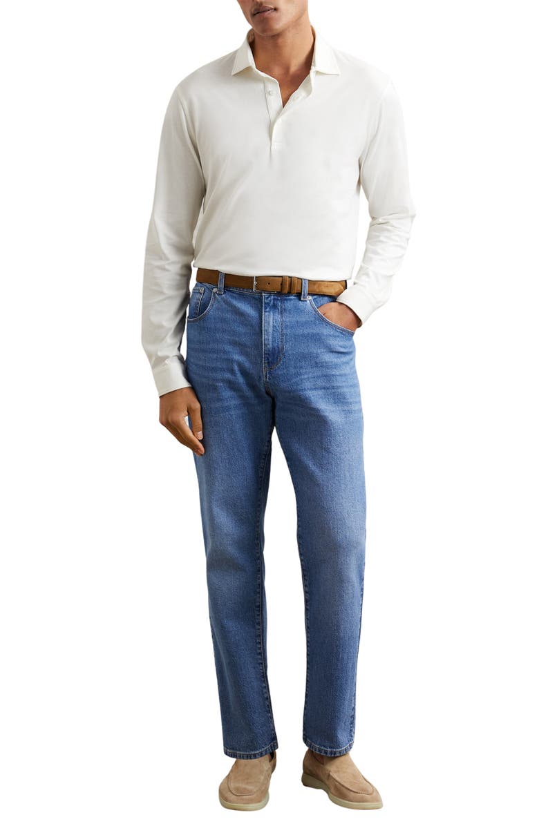 Reiss Portofino Long Sleeve Supima<sup>®</sup> Cotton Polo, Alternate, color, White
