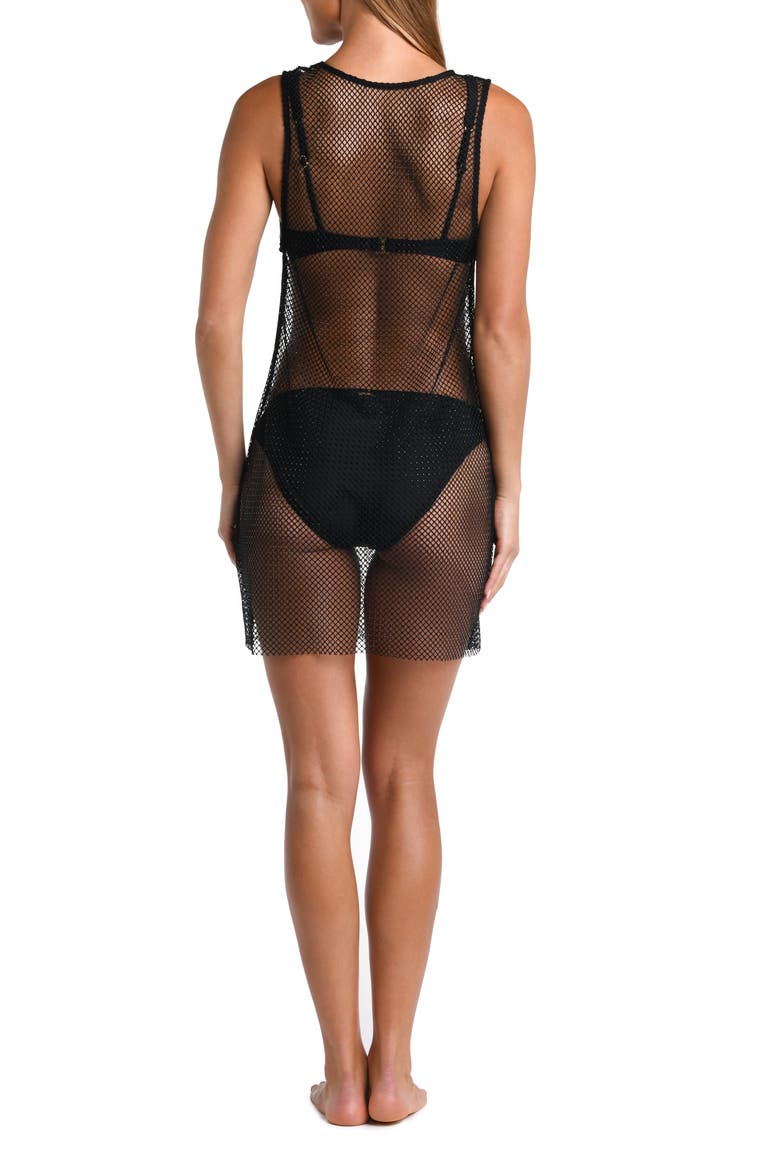 Angela Sheer Mesh Cover-Up Dress, Alternate, color, BLACK