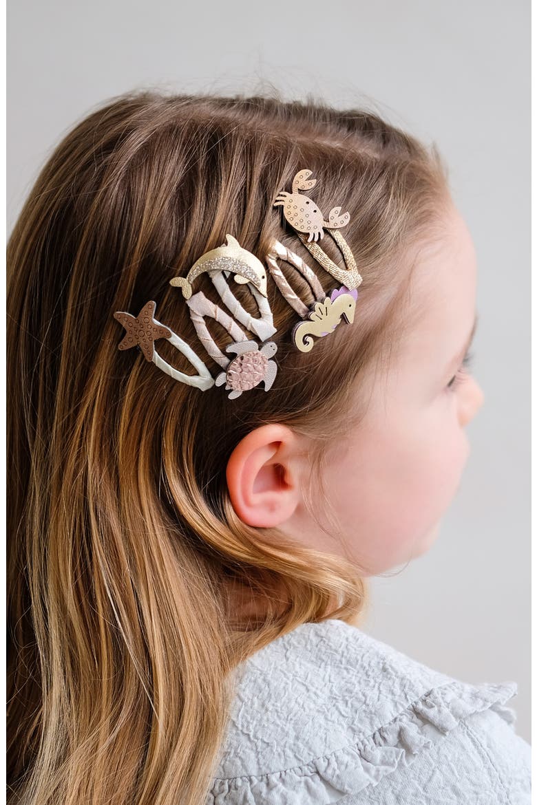 Kids' Ocean 5-Pack Mini Hair Clips, Alternate, color, GOLD