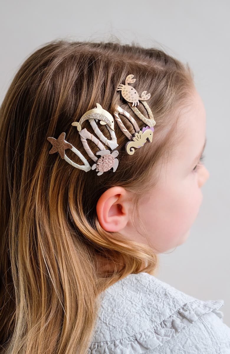 Mimi & Lula Kids' Ocean 5-Pack Mini Hair Clips, Alternate, color, Gold
