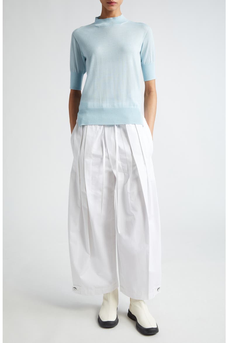Seamless Short Sleeve Cashmere, Wool & Silk Sweater, Alternate, color, 456 BLUE HAZE