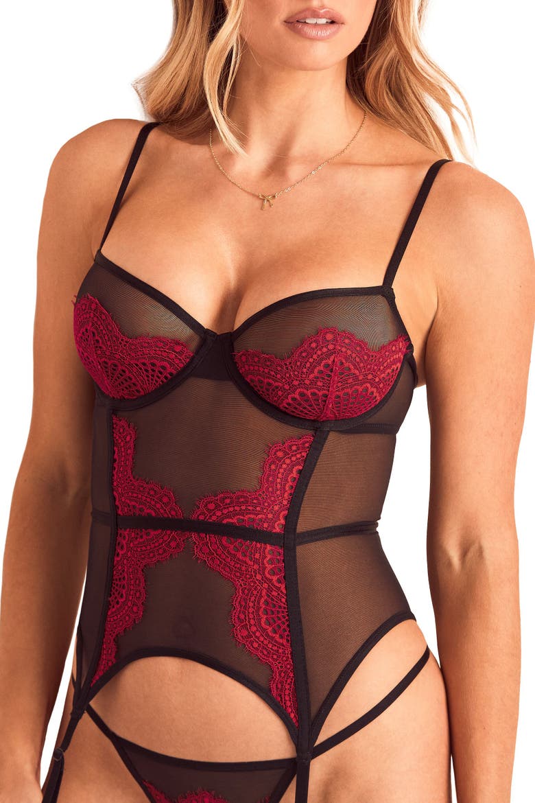 Charliee Unlined Balconette Bustier, Alternate, color, Dark red