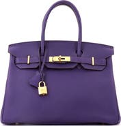Pre-Owned Hermes Birkin Handbag Purple Togo with Gold Hardware 30
