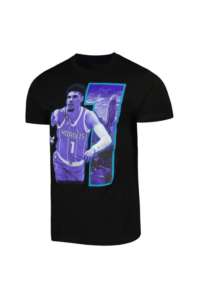 Unisex Stadium Essentials LaMelo Ball Black Charlotte Hornets Player Skyline T-Shirt, Alternate, color, Black