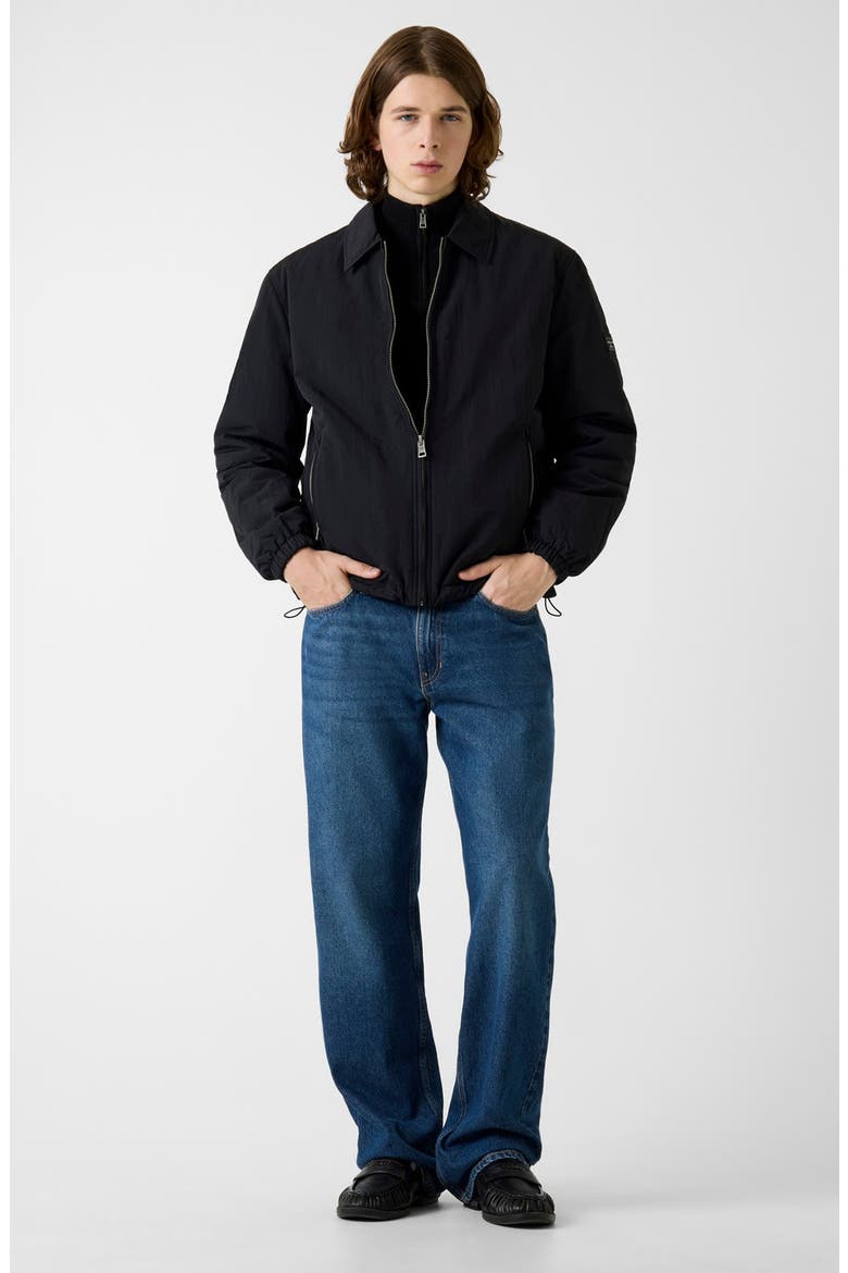 Nylon Padded Bomber Jacket, Alternate, color, JET BLACK-BLACK