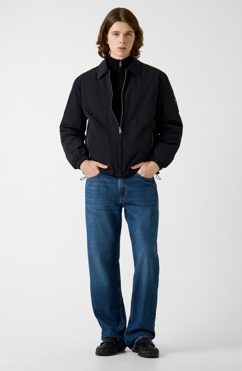 GUESS JEANS Nylon Padded Bomber Jacket, Alternate, color, Jet Black-Black