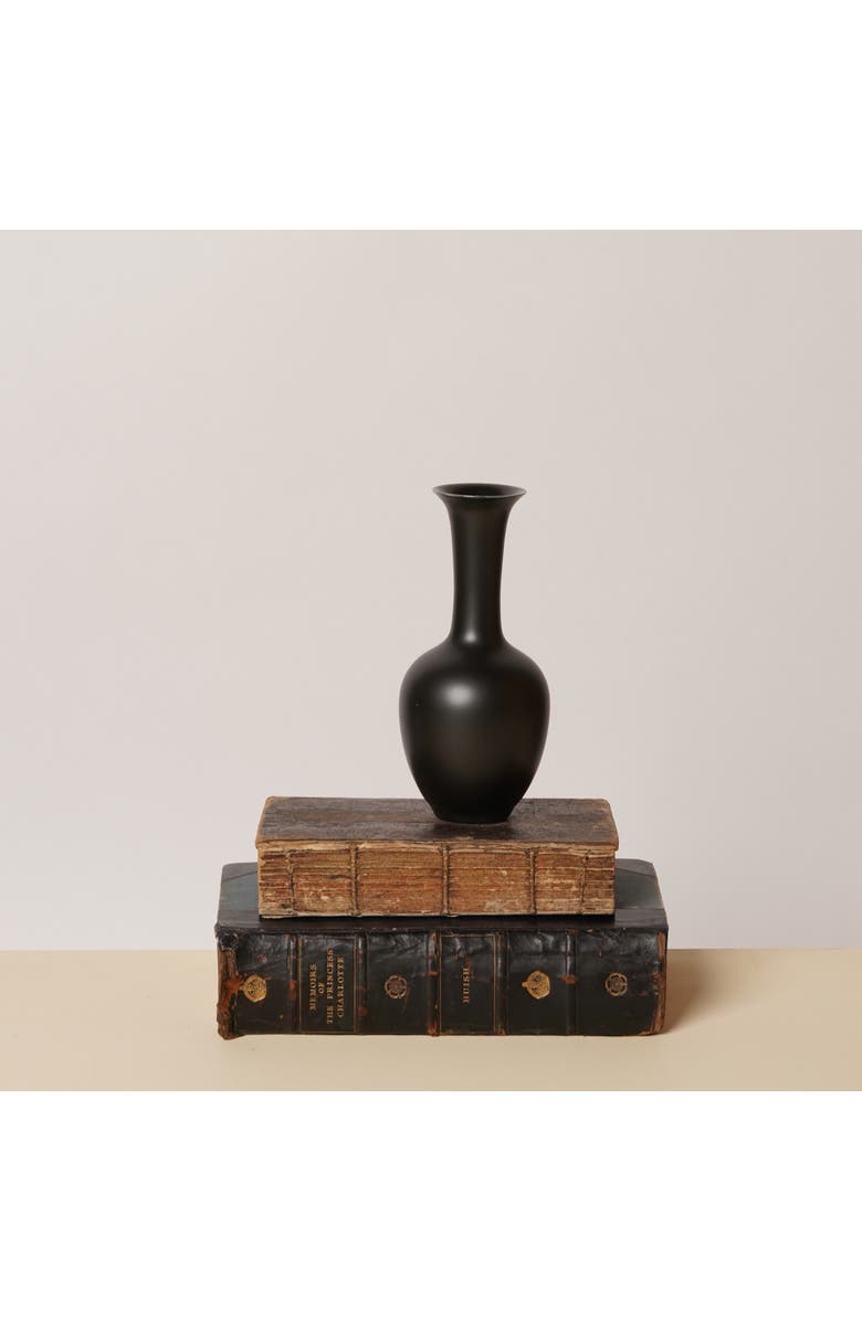 MIDDLE KINGDOM Semi-Matte Porcelain Mini Lotus Vase, Main, color, Black