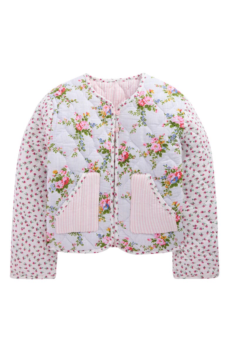 Mini Boden Kids' Quilted Reversible Jacket, Main, color, Floral Hotch Potch