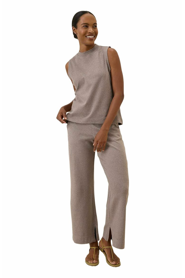 Organic Cotton Airplane Mock Neck Shell, Alternate, color, Deep Taupe Heather