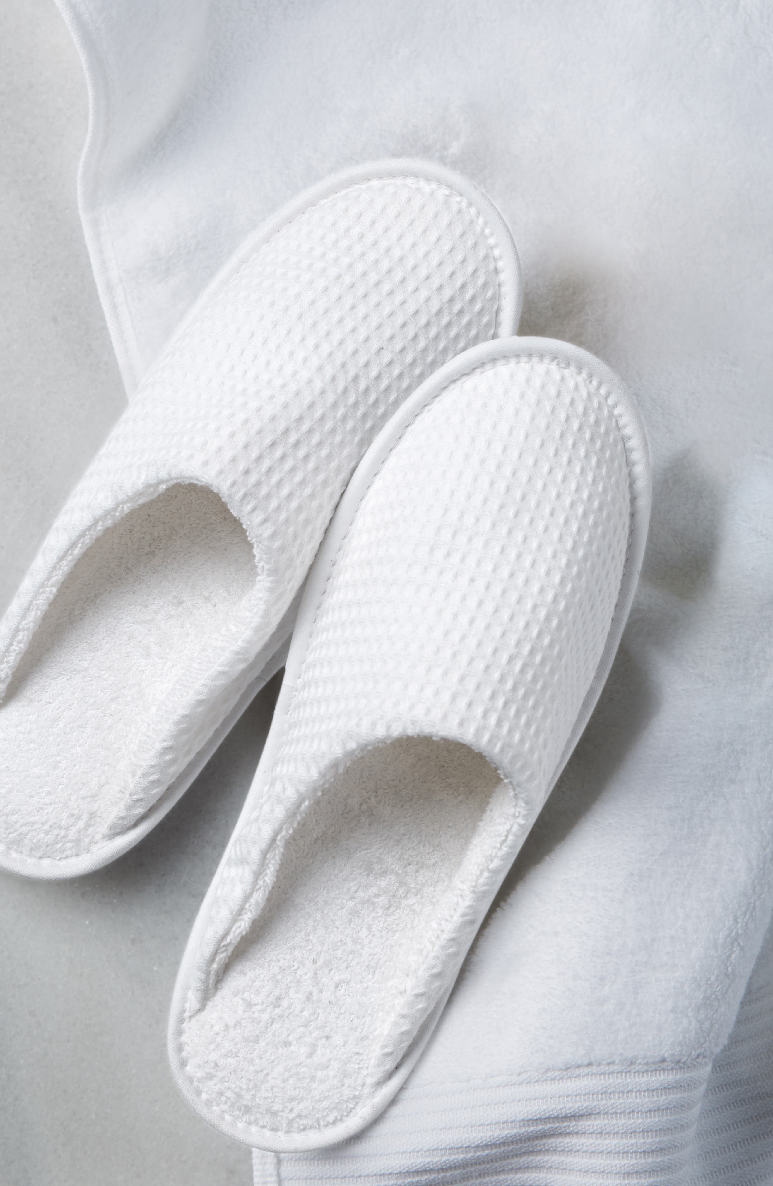 Unisex Waffle Slipper, Alternate, color, WHITE