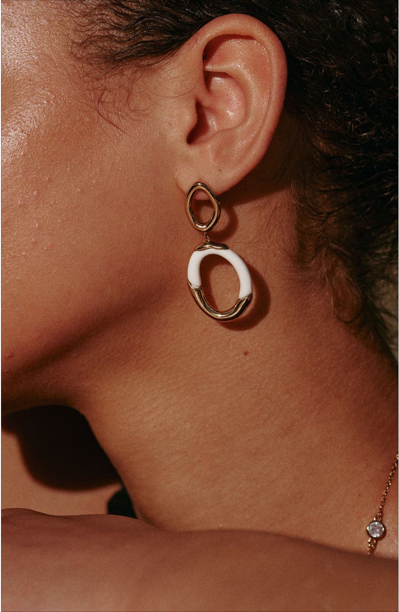 RC RETRO CHIC Time Ripples Round Earrings, Alternate, color, White & Gold