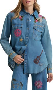 Wrangler x Lainey Wilson Embroidered Denim Snap-Up Shirt
