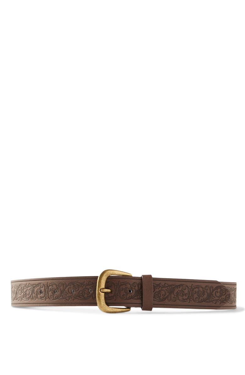 Cotton On Men's Stamped Belt, Alternate, color, Brown Vintage Brass Buckle