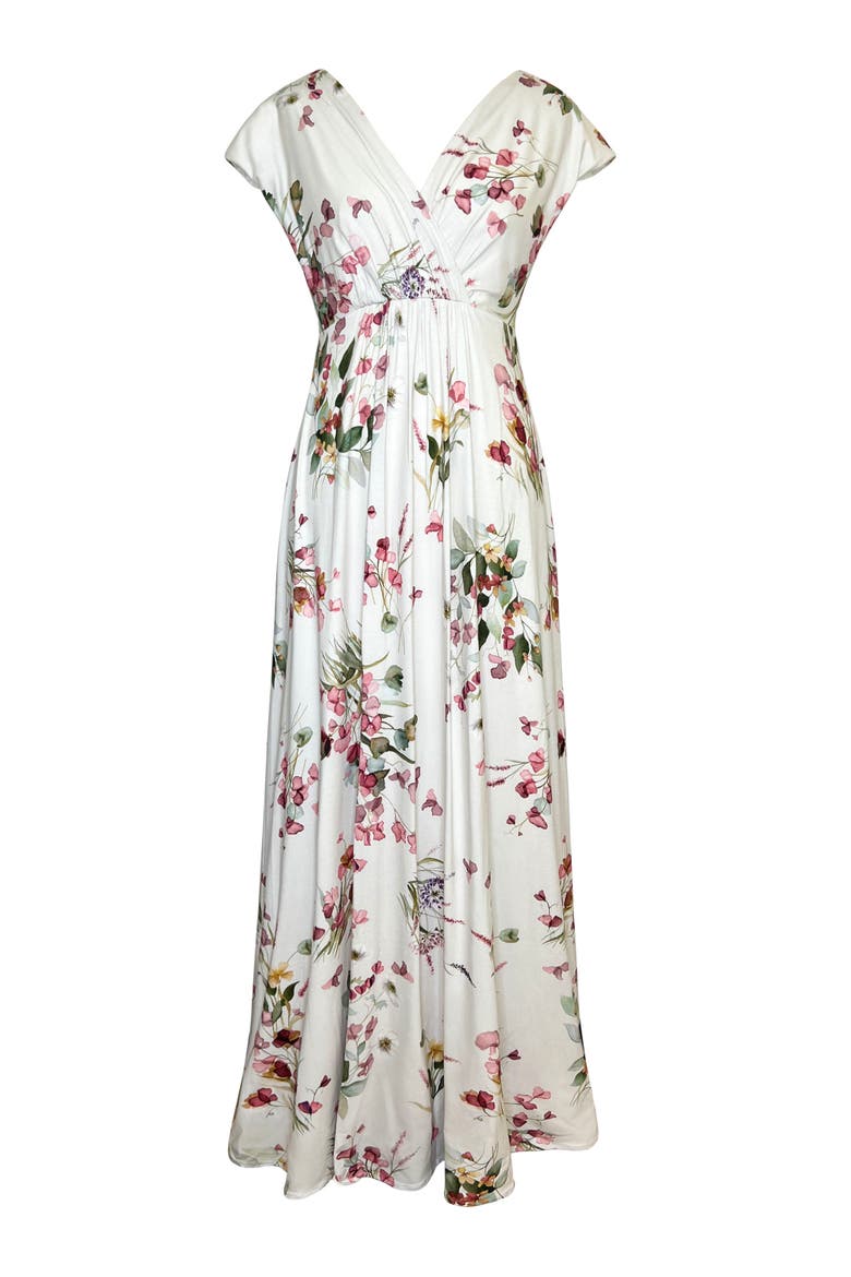 Sophia V-Neck Short Sleeve Maxi Dress, Alternate, color, Petal Pink Floral