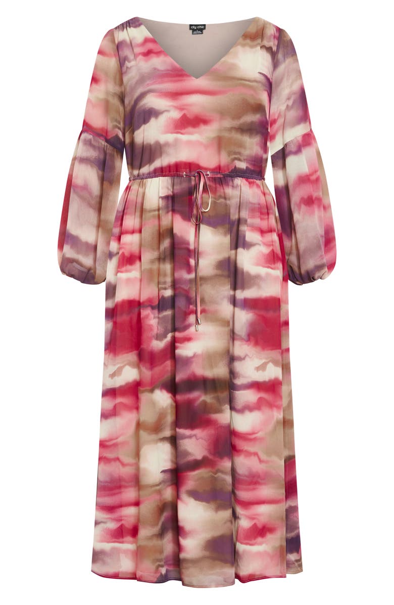 City Chic Romance Balloon Sleeve Maxi Dress, Alternate, color, Symphony