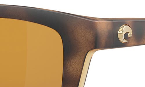 Costa Del Mar Mainsail 55mm Mirrored Polarized Rectangular Sunglasses In Matte Tortoise/gold 580g