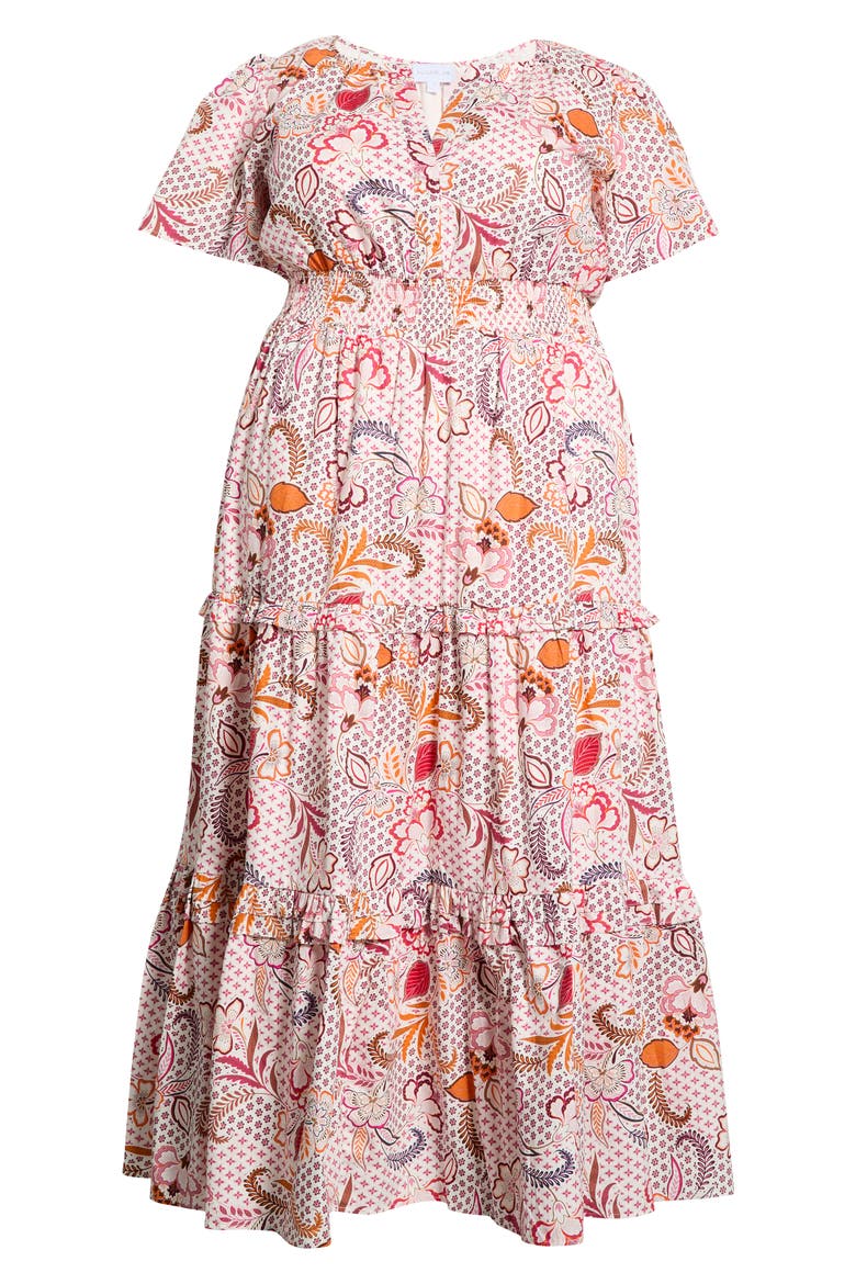 Hendry Floral Palmer Tiered Cotton Maxi Dress, Alternate, color, CREAM-MULT