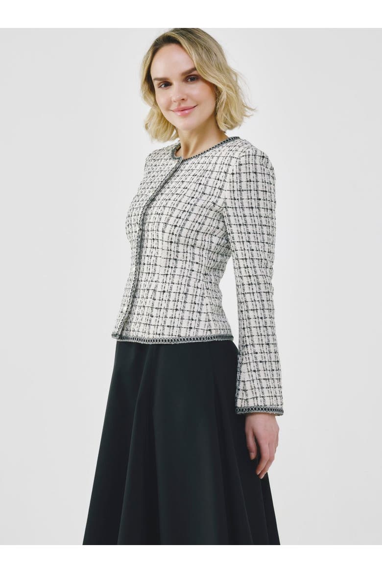 Signature Fancy Tweed Jacket, Alternate, color, Black & White
