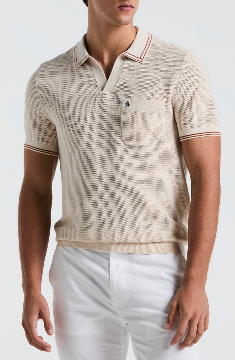 Original Penguin Tipped Mesh Polo Sweater, Main, color, 