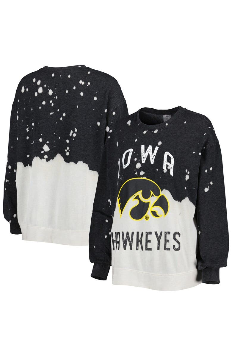 GAMEDAY COUTURE Women's Gameday Couture Black Iowa Hawkeyes Twice As Nice Faded Dip-Dye Pullover Long Sleeve Top, Main, color, Black