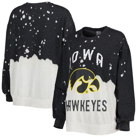 Women's Gameday Couture Black Iowa Hawkeyes Twice As Nice Faded Dip-Dye Pullover Long Sleeve Top