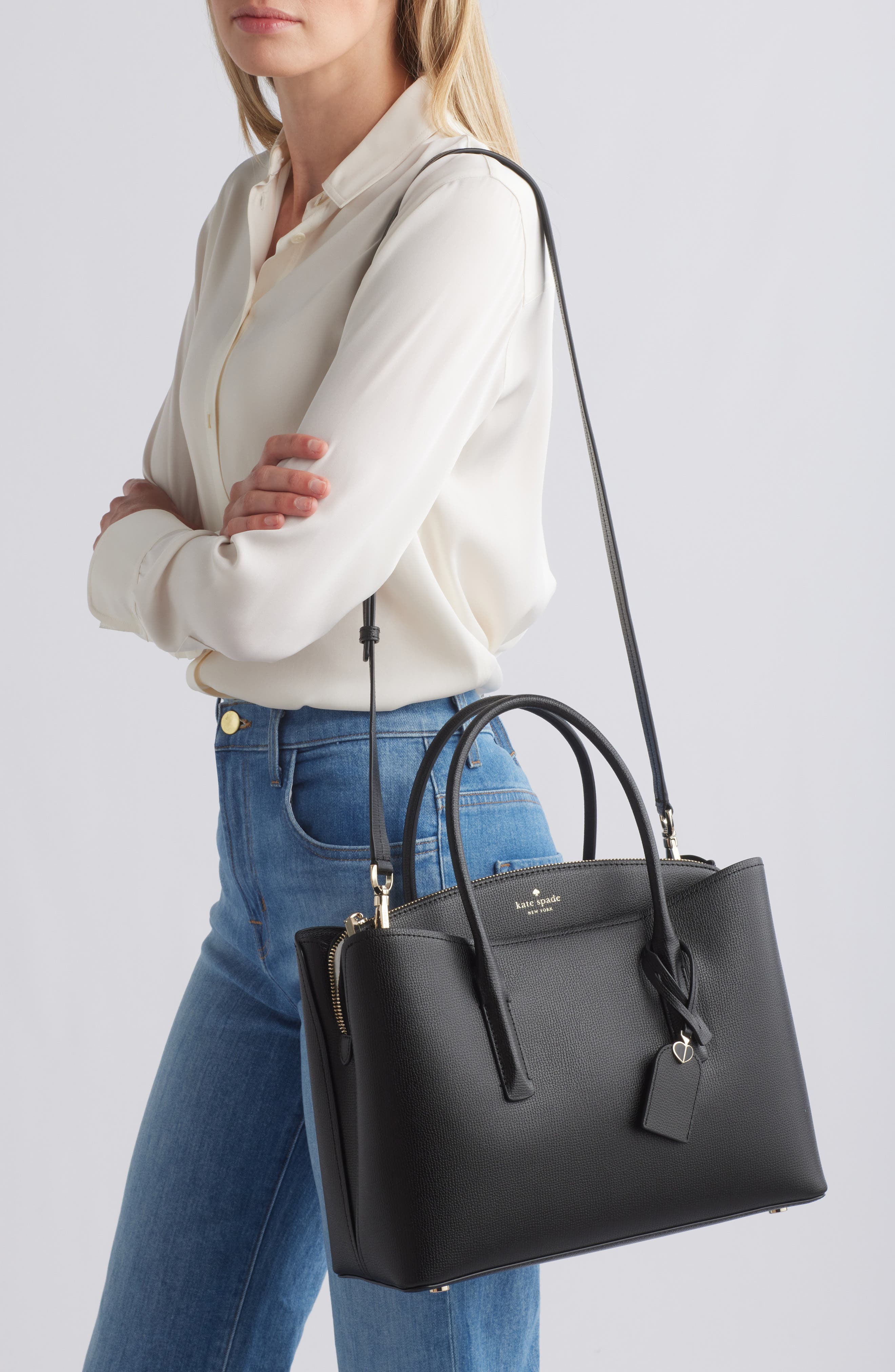 Kate Spade New York margaux large tote, Alternate, color, Black