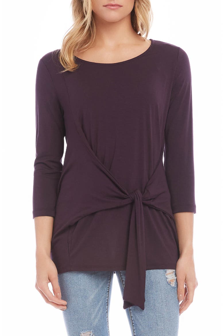 Tie Front Top, Main, color, EGGPLANT