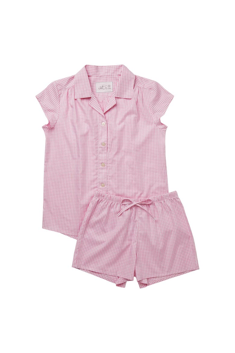 Luxe Pima Short Set, Alternate, color, Classic Gingham Pink