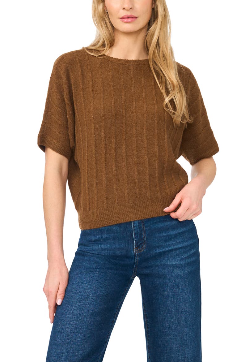 Short Dolman Sleeve Sweater, Main, color, RICH COGNAC