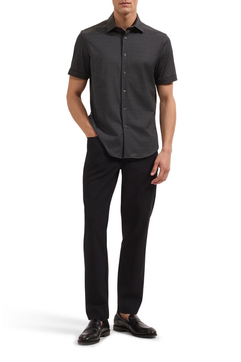 Miles OoohCotton® Geo Print Short Sleeve Button-Up Shirt, Alternate, color, BLACK