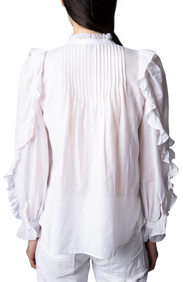 Zadig & Voltaire Timmy Tomboy Ruffle Cotton Blend Blouse, Alternate, color, Judo