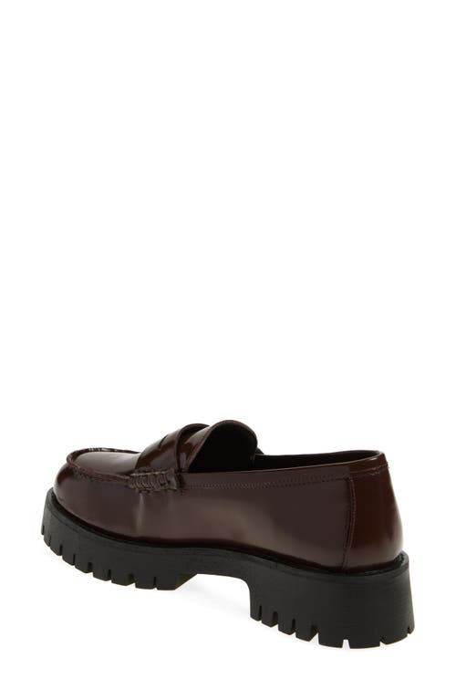 Steve Madden Langsten Platform Penny Loafer In Burgundy