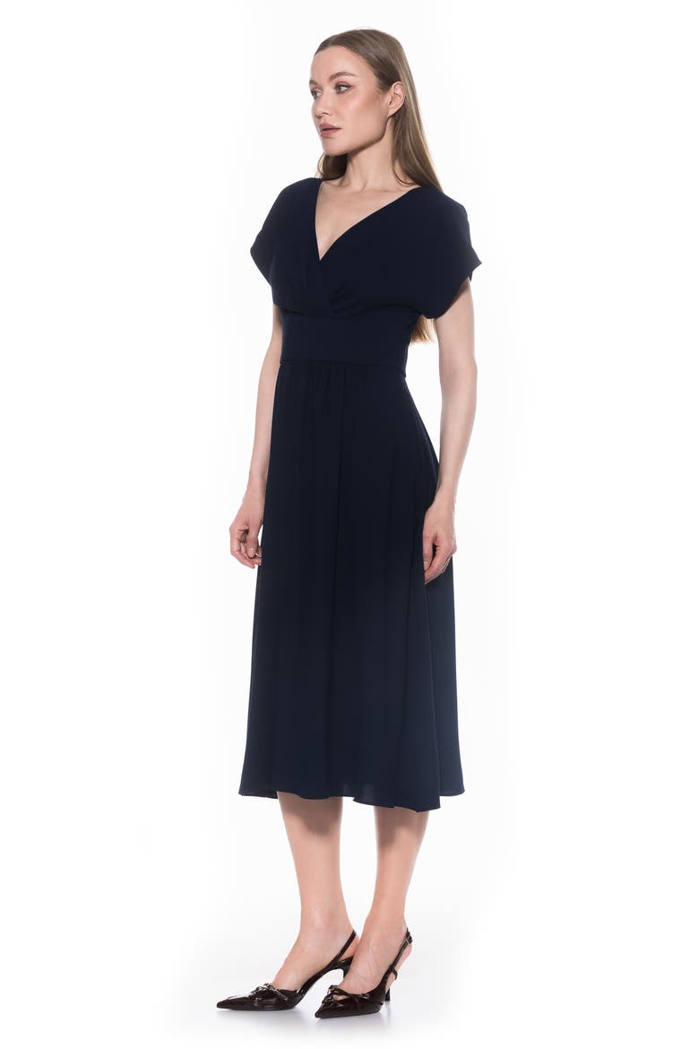 Ava Short Sleeve Fit & Flare Midi Dress, Alternate, color, NAVY