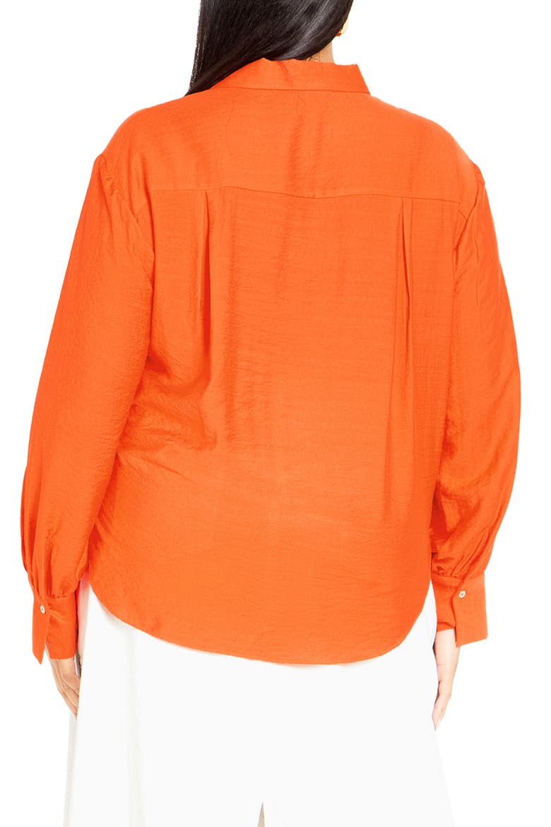 Rosabella Tie Hem Button-Up Shirt, Alternate, color, TANGERINE TANGO