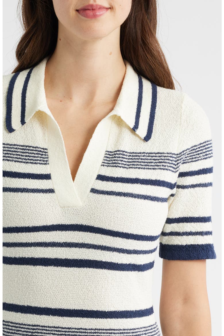 Stripe Midi Polo Sweater Dress, Alternate, color, NAVY