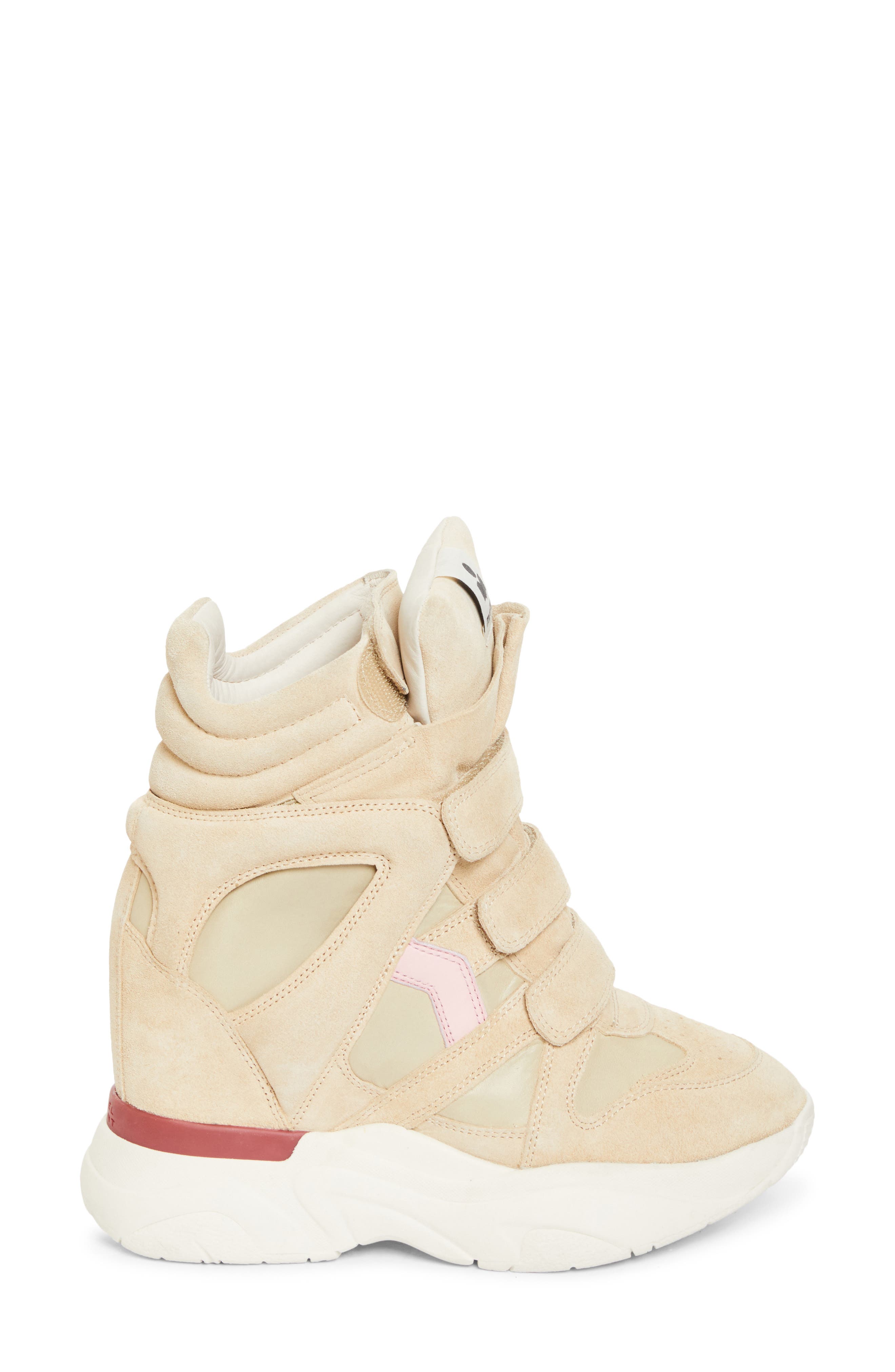 Isabel Marant Balskee Hidden Wedge High Top Sneaker, Alternate, color, Beige/ Pink