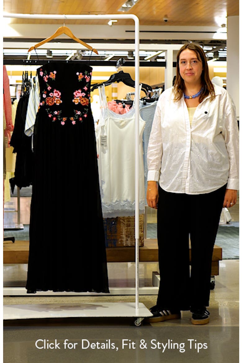 Caroline Floral Appliqué Strapless Maxi Dress video